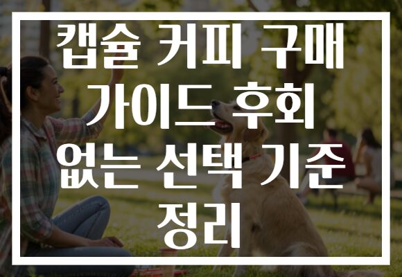 캡슐 커피 구매 가이드 후회 없는 선택 기준 정리