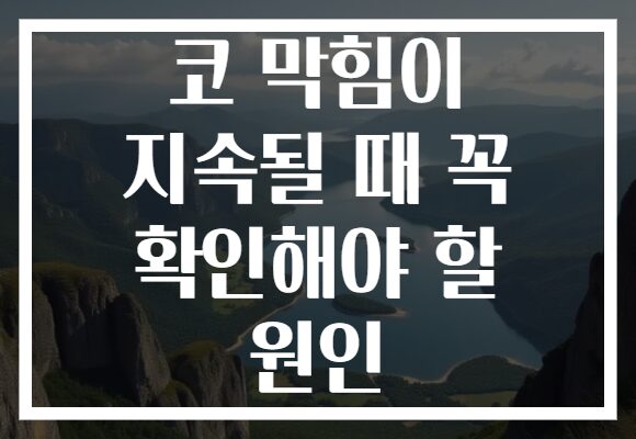 코 막힘이 지속될 때 꼭 확인해야 할 원인