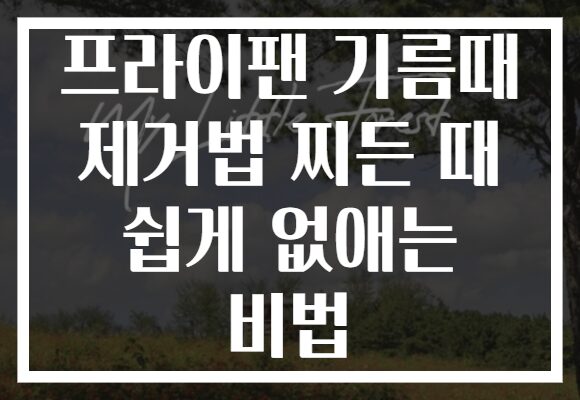 프라이팬 기름때 제거법 찌든 때 쉽게 없애는 비법
