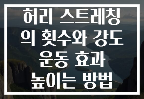 허리 스트레칭 의 횟수와 강도 운동 효과 높이는 방법
