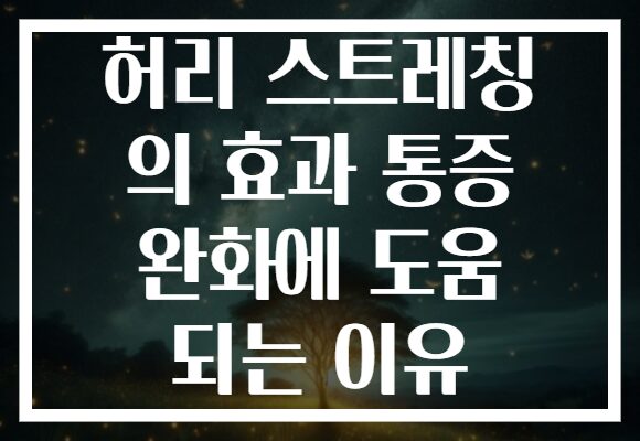 허리 스트레칭 의 효과 통증 완화에 도움 되는 이유