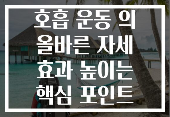 호흡 운동 의 올바른 자세 효과 높이는 핵심 포인트