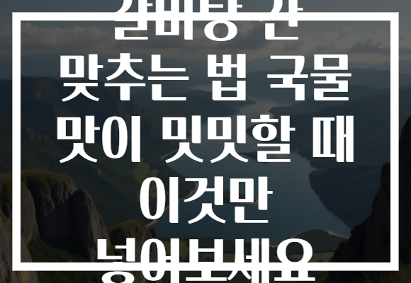 갈비탕 간 맞추는 법 국물 맛이 밋밋할 때 이것만 넣어보세요