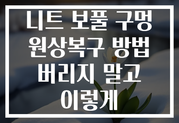 니트 보풀 구멍 원상복구 방법 버리지 말고 이렇게