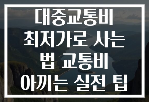 대중교통비 최저가로 사는 법 교통비 아끼는 실전 팁