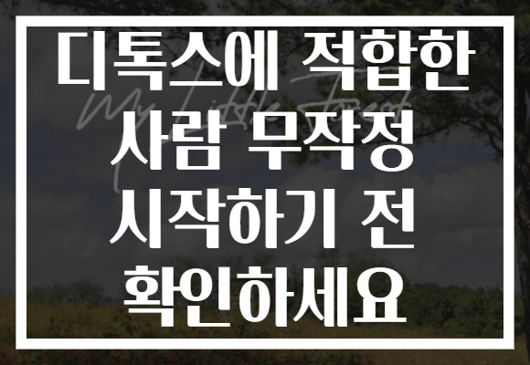 디톡스에 적합한 사람 무작정 시작하기 전 확인하세요