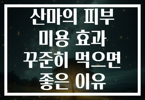 산마의 피부 미용 효과 꾸준히 먹으면 좋은 이유