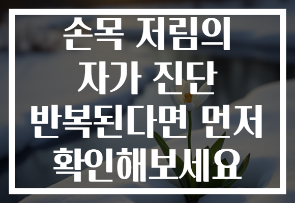 손목 저림의 자가 진단 반복된다면 먼저 확인해보세요
