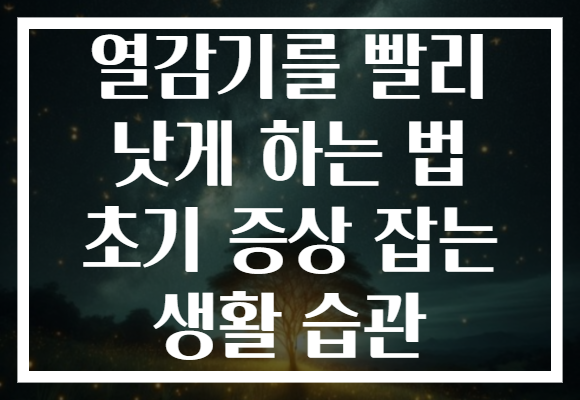 열감기를 빨리 낫게 하는 법 초기 증상 잡는 생활 습관