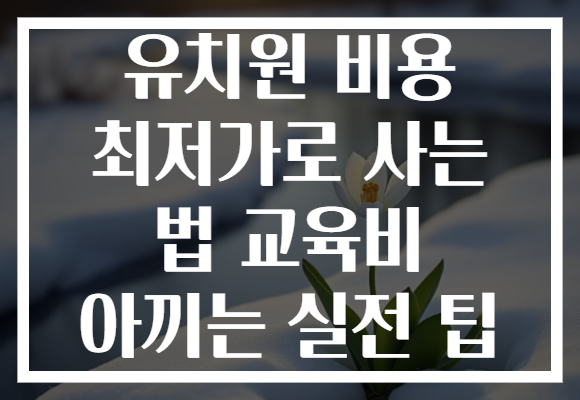 유치원 비용 최저가로 사는 법 교육비 아끼는 실전 팁