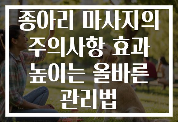종아리 마사지의 주의사항 효과 높이는 올바른 관리법