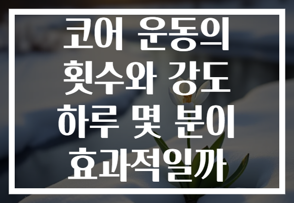 코어 운동의 횟수와 강도 하루 몇 분이 효과적일까