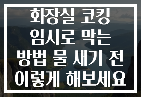 화장실 코킹 임시로 막는 방법 물 새기 전 이렇게 해보세요