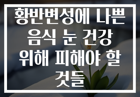 황반변성에 나쁜 음식 눈 건강 위해 피해야 할 것들