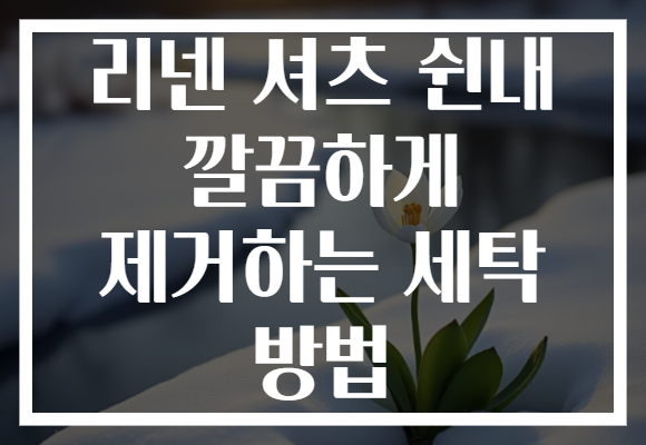 리넨 셔츠 쉰내 깔끔하게 제거하는 세탁 방법