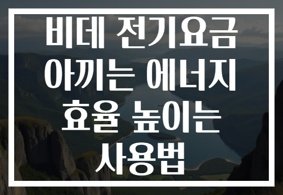 비데 전기요금 아끼는 에너지 효율 높이는 사용법