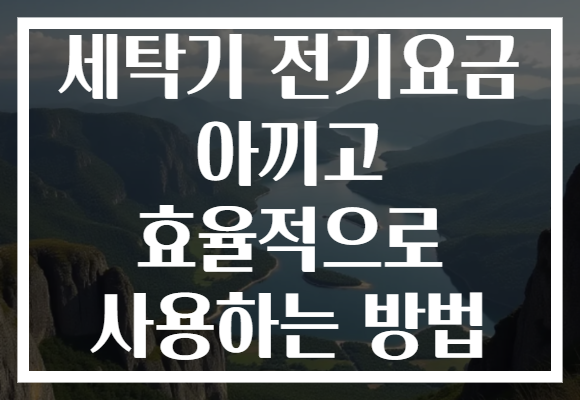 세탁기 전기요금 아끼고 효율적으로 사용하는 방법