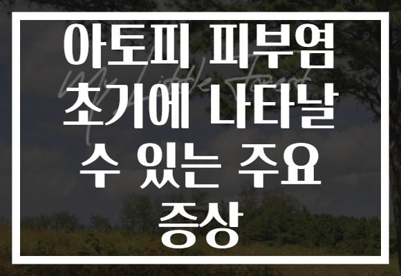 아토피 피부염 초기에 나타날 수 있는 주요 증상