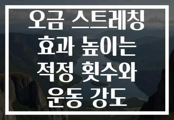 오금 스트레칭 효과 높이는 적정 횟수와 운동 강도
