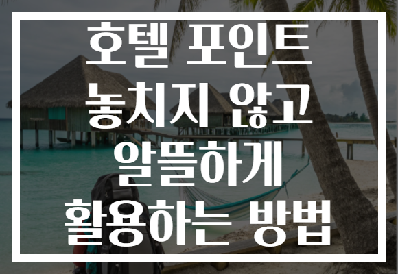 호텔 포인트 놓치지 않고 알뜰하게 활용하는 방법