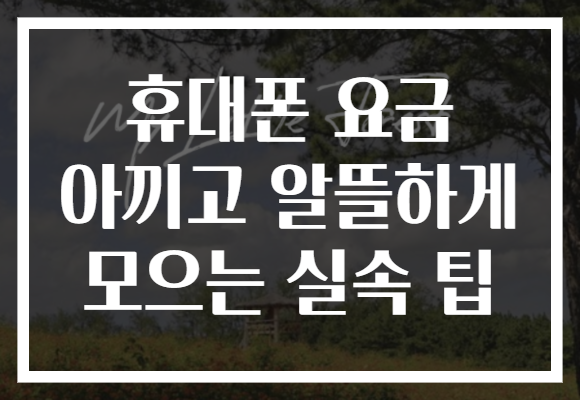 휴대폰 요금 아끼고 알뜰하게 모으는 실속 팁