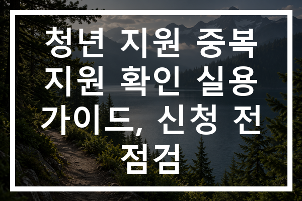 청년 지원 중복 지원 확인 실용 가이드, 신청 전 점검