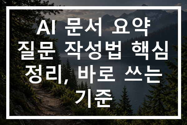 AI 문서 요약 질문 작성법 핵심 정리, 바로 쓰는 기준