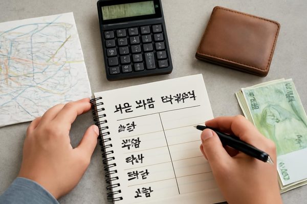 서울 여행 예산 구성 핵심 정리: 먼저 큰 항목부터 나누는 방법 관련 AI 생성 예시 이미지