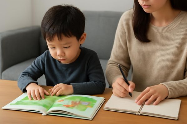 아이 책 읽기 관찰 기록은 무엇을 남기는 기록인가요 관련 AI 생성 예시 이미지
