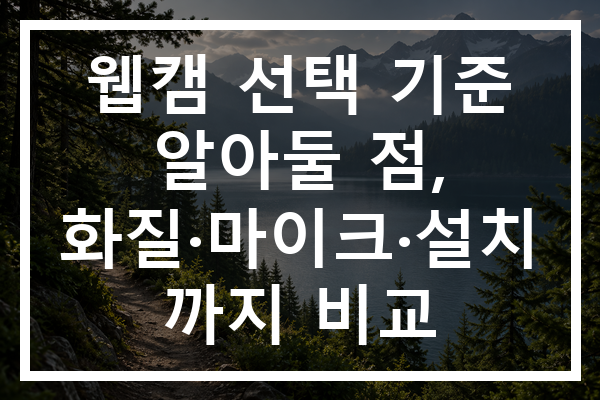 웹캠 선택 기준 알아둘 점, 화질·마이크·설치까지 비교