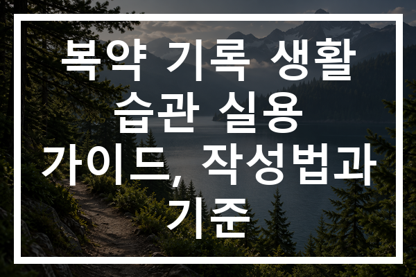 복약 기록 생활 습관 실용 가이드, 작성법과 기준