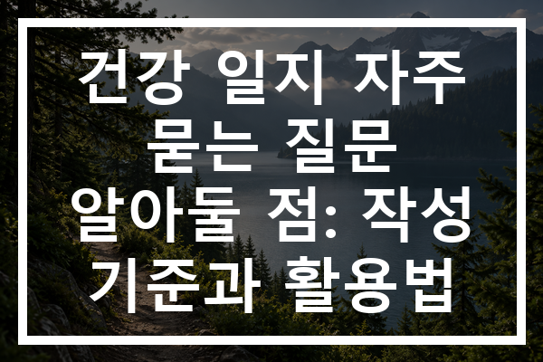 건강 일지 자주 묻는 질문 알아둘 점: 작성 기준과 활용법