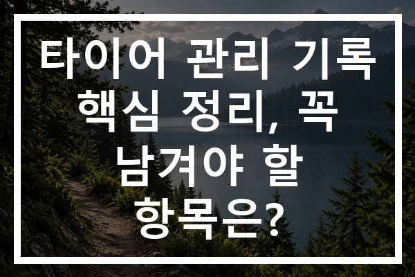 타이어 관리 기록 핵심 정리, 꼭 남겨야 할 항목은?