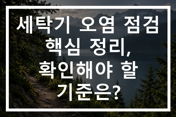 세탁기 오염 점검 핵심 정리, 확인해야 할 기준은?