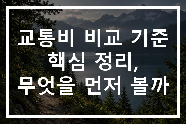 교통비 비교 기준 핵심 정리, 무엇을 먼저 볼까