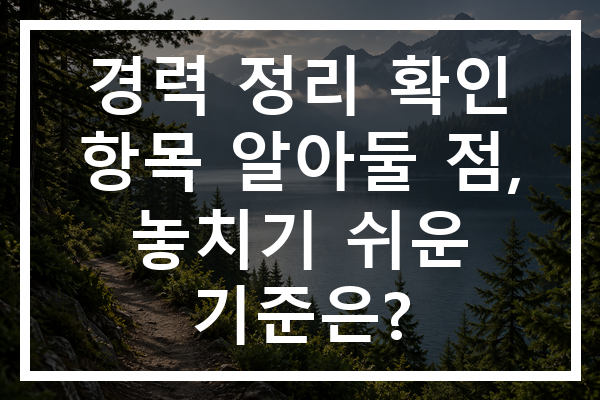 경력 정리 확인 항목 알아둘 점, 놓치기 쉬운 기준은?