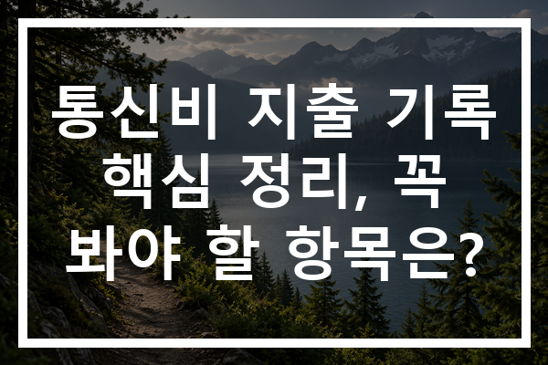 통신비 지출 기록 핵심 정리, 꼭 봐야 할 항목은?