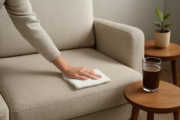 소파 소재별 주의사항 알아둘 점은 무엇인가요 관련 AI 생성 예시 이미지