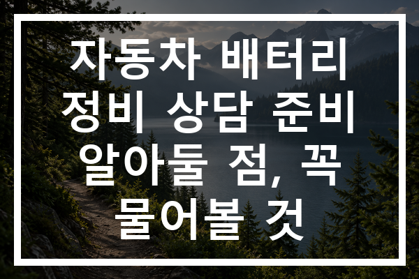 자동차 배터리 정비 상담 준비 알아둘 점, 꼭 물어볼 것
