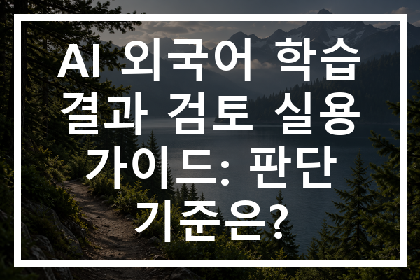 AI 외국어 학습 결과 검토 실용 가이드: 판단 기준은?