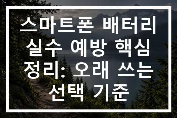 스마트폰 배터리 실수 예방 핵심 정리: 오래 쓰는 선택 기준