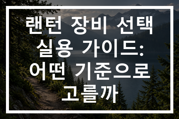 랜턴 장비 선택 실용 가이드: 어떤 기준으로 고를까