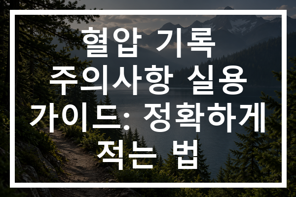 혈압 기록 주의사항 실용 가이드: 정확하게 적는 법
