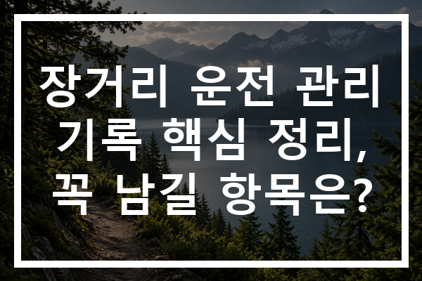 장거리 운전 관리 기록 핵심 정리, 꼭 남길 항목은?