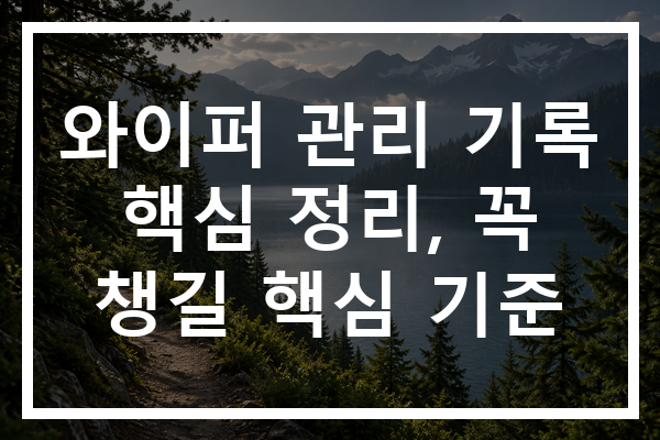 와이퍼 관리 기록 핵심 정리, 꼭 챙길 핵심 기준