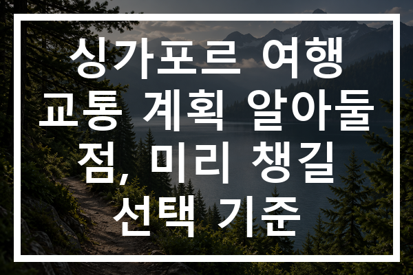 싱가포르 여행 교통 계획 알아둘 점, 미리 챙길 선택 기준