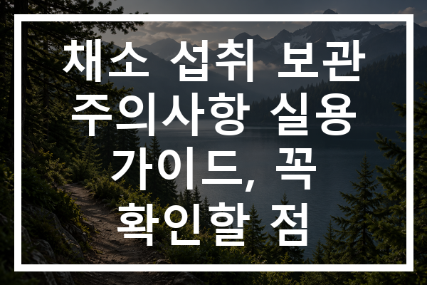 채소 섭취 보관 주의사항 실용 가이드, 꼭 확인할 점