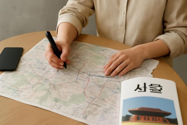 서울 여행 동선 계획 핵심 정리: 먼저 권역을 나누는 것이 출발점입니다 관련 AI 생성 예시 이미지