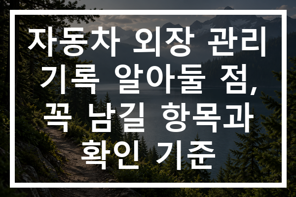 자동차 외장 관리 기록 알아둘 점, 꼭 남길 항목과 확인 기준