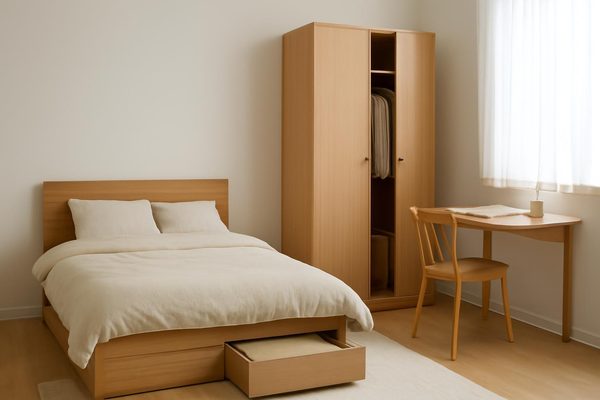 작은 침실에서 특히 신경 써야 할 배치 포인트는 무엇인가요? 관련 AI 생성 예시 이미지
